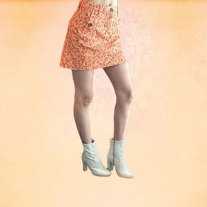Orange Floral Mini Skirt